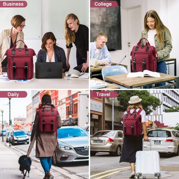 LOVEVOOK Laptop Backpack for Women Work Travel Backpack Purse, Commuter Business Computer Bag Teacher Nurse Bags, College School Backpack Student Bookbag with Multi-Pockets, 15.6 Inch, Black-brown - Image 15