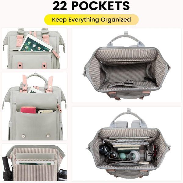 LOVEVOOK Laptop Backpack for Women Work Travel Backpack Purse, Commuter Business Computer Bag Teacher Nurse Bags, College School Backpack Student Bookbag with Multi-Pockets, 15.6 Inch, Black-brown - Image 20