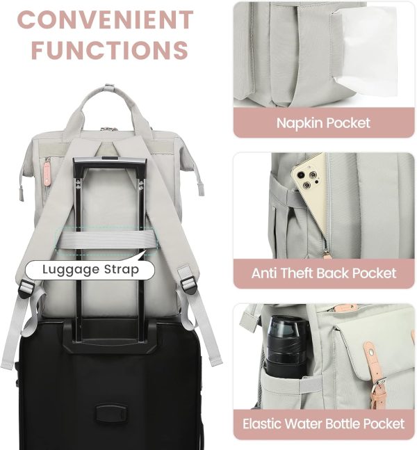 LOVEVOOK Laptop Backpack for Women Work Travel Backpack Purse, Commuter Business Computer Bag Teacher Nurse Bags, College School Backpack Student Bookbag with Multi-Pockets, 15.6 Inch, Black-brown - Image 21