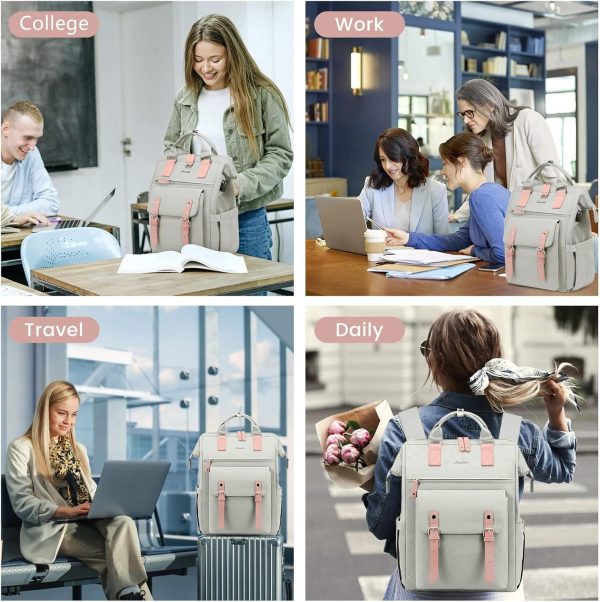 LOVEVOOK Laptop Backpack for Women Work Travel Backpack Purse, Commuter Business Computer Bag Teacher Nurse Bags, College School Backpack Student Bookbag with Multi-Pockets, 15.6 Inch, Black-brown - Image 23