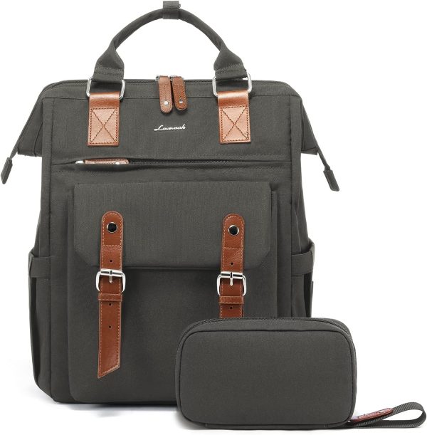 LOVEVOOK Laptop Backpack for Women Work Travel Backpack Purse, Commuter Business Computer Bag Teacher Nurse Bags, College School Backpack Student Bookbag with Multi-Pockets, 15.6 Inch, Black-brown - Image 26