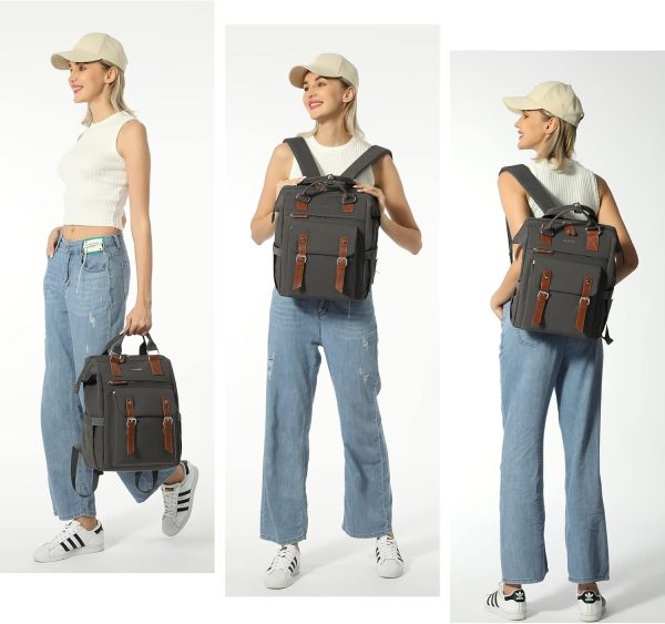 LOVEVOOK Laptop Backpack for Women Work Travel Backpack Purse, Commuter Business Computer Bag Teacher Nurse Bags, College School Backpack Student Bookbag with Multi-Pockets, 15.6 Inch, Black-brown - Image 27