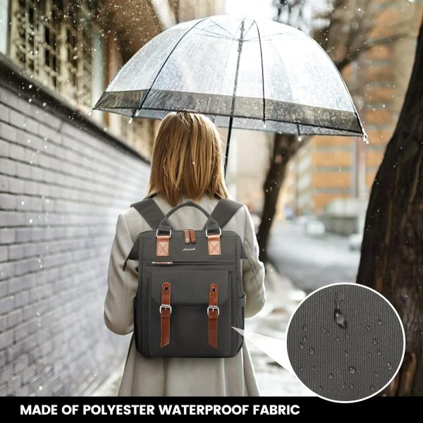 LOVEVOOK Laptop Backpack for Women Work Travel Backpack Purse, Commuter Business Computer Bag Teacher Nurse Bags, College School Backpack Student Bookbag with Multi-Pockets, 15.6 Inch, Black-brown - Image 31