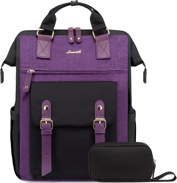 LOVEVOOK Laptop Backpack for Women Work Travel Backpack Purse, Commuter Business Computer Bag Teacher Nurse Bags, College School Backpack Student Bookbag with Multi-Pockets, 15.6 Inch, Black-brown - Image 43