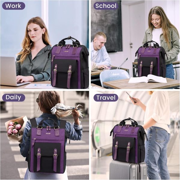 LOVEVOOK Laptop Backpack for Women Work Travel Backpack Purse, Commuter Business Computer Bag Teacher Nurse Bags, College School Backpack Student Bookbag with Multi-Pockets, 15.6 Inch, Black-brown - Image 48