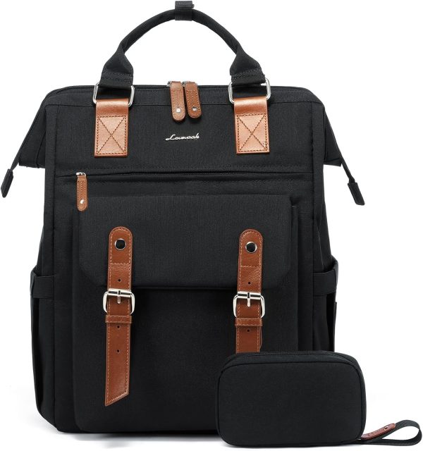 LOVEVOOK Laptop Backpack for Women Work Travel Backpack Purse, Commuter Business Computer Bag Teacher Nurse Bags, College School Backpack Student Bookbag with Multi-Pockets, 15.6 Inch, Black-brown - Image 50