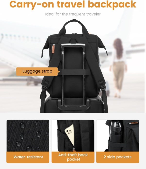 LOVEVOOK Laptop Backpack for Women Work Travel Backpack Purse, Commuter Business Computer Bag Teacher Nurse Bags, College School Backpack Student Bookbag with Multi-Pockets, 15.6 Inch, Black-brown - Image 55