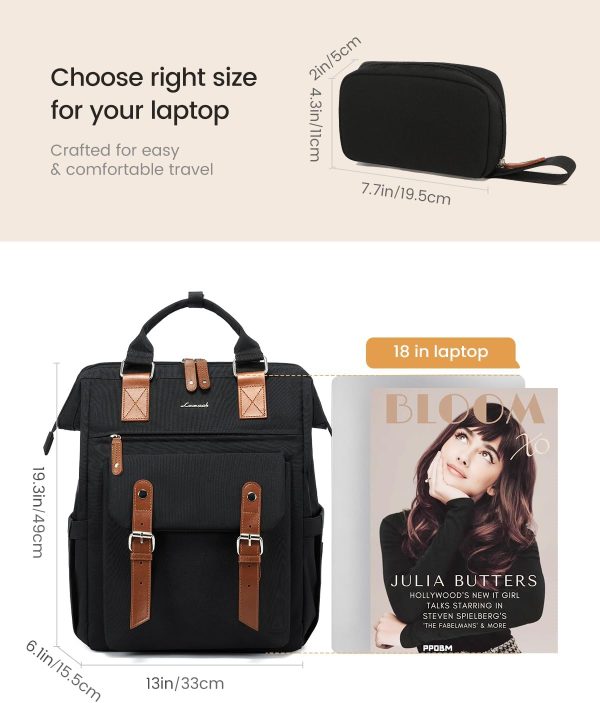 LOVEVOOK Laptop Backpack for Women Work Travel Backpack Purse, Commuter Business Computer Bag Teacher Nurse Bags, College School Backpack Student Bookbag with Multi-Pockets, 15.6 Inch, Black-brown - Image 56