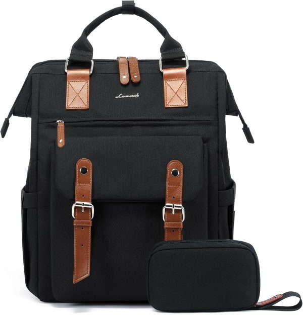 LOVEVOOK Laptop Backpack for Women Work Travel Backpack Purse, Commuter Business Computer Bag Teacher Nurse Bags, College School Backpack Student Bookbag with Multi-Pockets, 15.6 Inch, Black-brown - Image 59