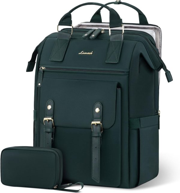 LOVEVOOK Laptop Backpack for Women Work Travel Backpack Purse, Commuter Business Computer Bag Teacher Nurse Bags, College School Backpack Student Bookbag with Multi-Pockets, 15.6 Inch, Black-brown - Image 67