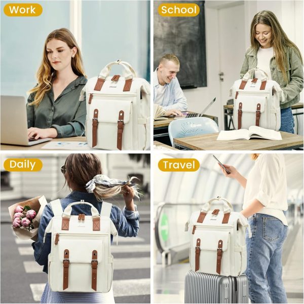 LOVEVOOK Laptop Backpack for Women Work Travel Backpack Purse, Commuter Business Computer Bag Teacher Nurse Bags, College School Backpack Student Bookbag with Multi-Pockets, 15.6 Inch, Black-brown - Image 90
