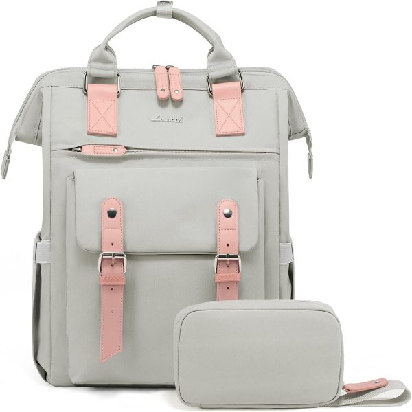 LOVEVOOK Laptop Backpack for Women Work Travel Backpack Purse, Commuter Business Computer Bag Teacher Nurse Bags, College School Backpack Student Bookbag with Multi-Pockets, 15.6 Inch, Black-brown - Image 91