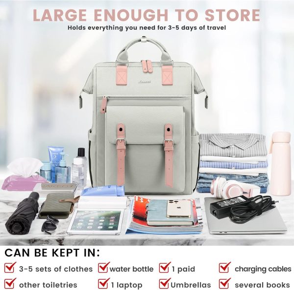 LOVEVOOK Laptop Backpack for Women Work Travel Backpack Purse, Commuter Business Computer Bag Teacher Nurse Bags, College School Backpack Student Bookbag with Multi-Pockets, 15.6 Inch, Black-brown - Image 92
