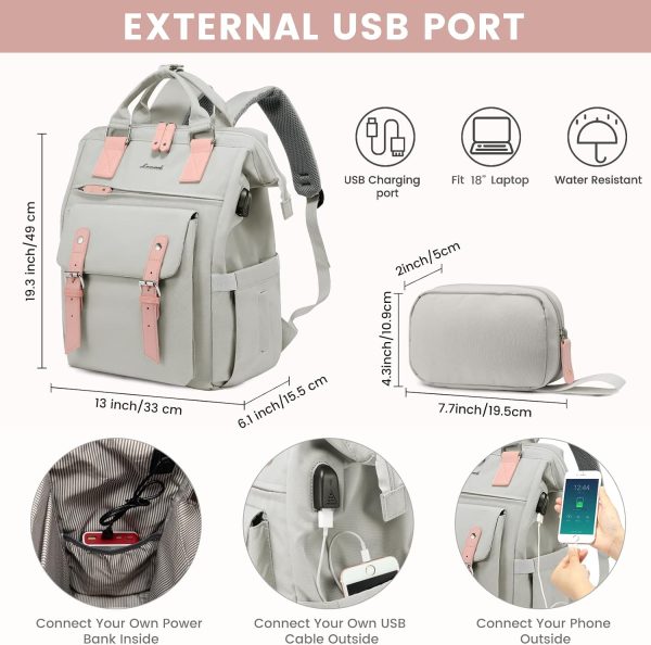 LOVEVOOK Laptop Backpack for Women Work Travel Backpack Purse, Commuter Business Computer Bag Teacher Nurse Bags, College School Backpack Student Bookbag with Multi-Pockets, 15.6 Inch, Black-brown - Image 94