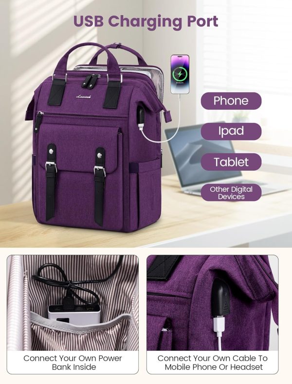 LOVEVOOK Laptop Backpack for Women Work Travel Backpack Purse, Commuter Business Computer Bag Teacher Nurse Bags, College School Backpack Student Bookbag with Multi-Pockets, 15.6 Inch, Black-brown - Image 99