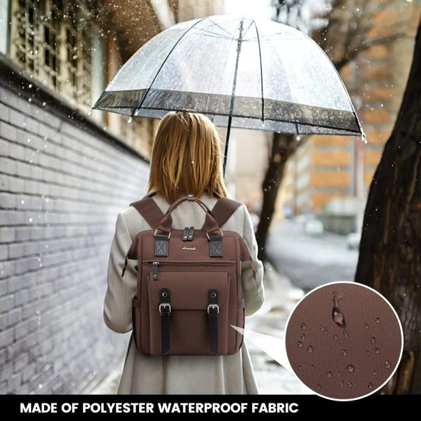 LOVEVOOK Laptop Backpack for Women Work Travel Backpack Purse, Commuter Business Computer Bag Teacher Nurse Bags, College School Backpack Student Bookbag with Multi-Pockets, 15.6 Inch, Black-brown - Image 111