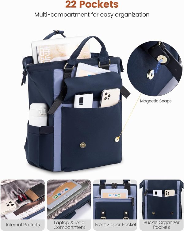 LOVEVOOK Laptop Backpack for Women Work Travel Backpack Purse, Commuter Business Computer Bag Teacher Nurse Bags, College School Backpack Student Bookbag with Multi-Pockets, 15.6 Inch, Black-brown - Image 122