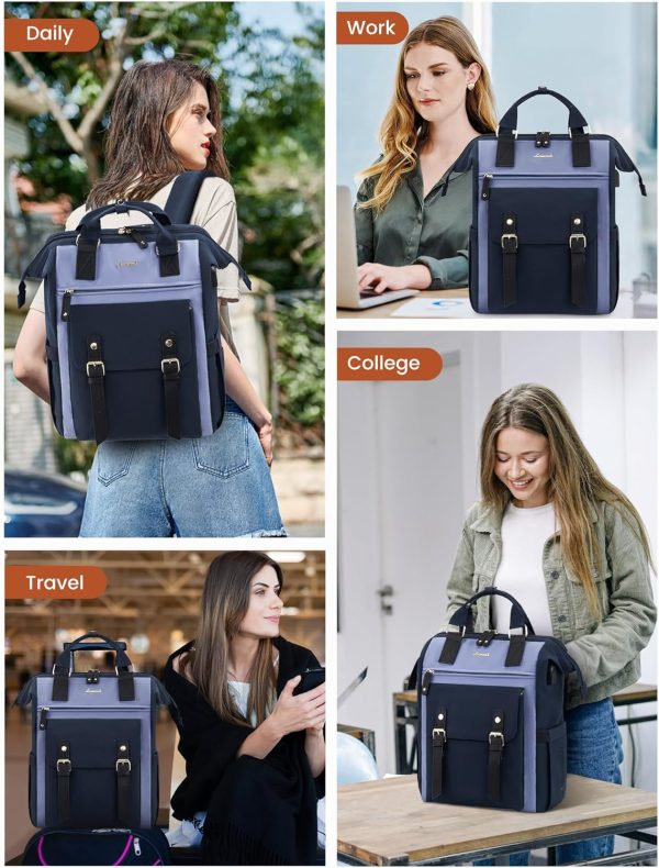 LOVEVOOK Laptop Backpack for Women Work Travel Backpack Purse, Commuter Business Computer Bag Teacher Nurse Bags, College School Backpack Student Bookbag with Multi-Pockets, 15.6 Inch, Black-brown - Image 125