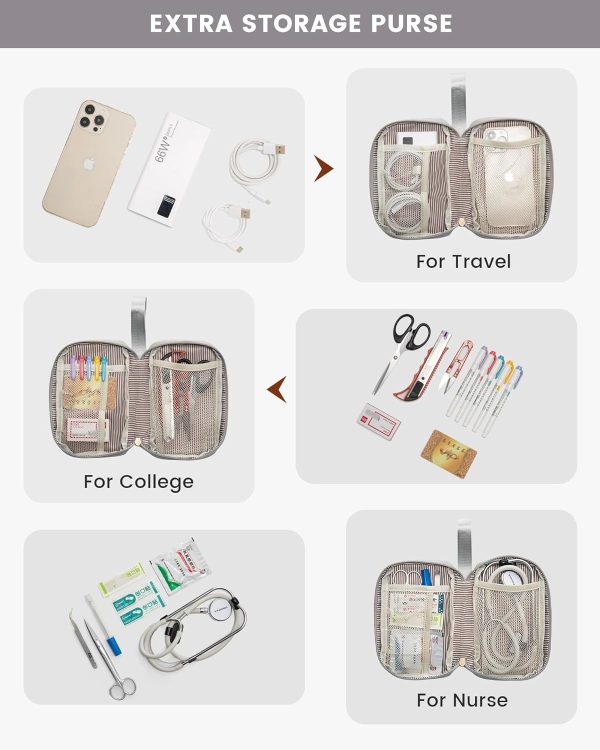 LOVEVOOK Laptop Backpack for Women, 15.6 Inch Work Laptop Bag with USB Port, Fashion Teacher Nurse Backpack Purse, Waterproof Travel Computer Backpack with Organizer Bag, 2PCS, Beige-Khaki - Image 8
