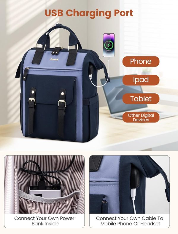 LOVEVOOK Laptop Backpack for Women Work Travel Backpack Purse, Commuter Business Computer Bag Teacher Nurse Bags, College School Backpack Student Bookbag with Multi-Pockets, 15.6 Inch, Black-brown - Image 127