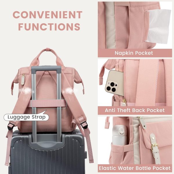 LOVEVOOK Laptop Backpack for Women Work Travel Backpack Purse, Commuter Business Computer Bag Teacher Nurse Bags, College School Backpack Student Bookbag with Multi-Pockets, 15.6 Inch, Black-brown - Image 133