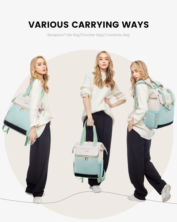 LOVEVOOK Laptop Backpack for Women, 15.6 Inch Work Laptop Bag with USB Port, Fashion Teacher Nurse Backpack Purse, Waterproof Travel Computer Backpack with Organizer Bag, 2PCS, Beige-Khaki - Image 16
