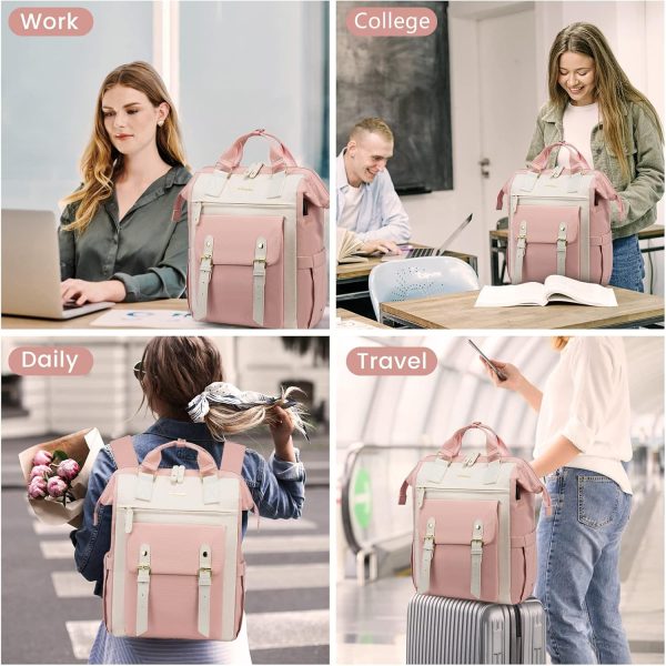 LOVEVOOK Laptop Backpack for Women Work Travel Backpack Purse, Commuter Business Computer Bag Teacher Nurse Bags, College School Backpack Student Bookbag with Multi-Pockets, 15.6 Inch, Black-brown - Image 134