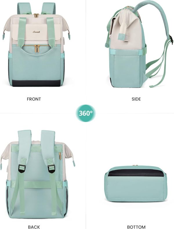 LOVEVOOK Laptop Backpack for Women, 15.6 Inch Work Laptop Bag with USB Port, Fashion Teacher Nurse Backpack Purse, Waterproof Travel Computer Backpack with Organizer Bag, 2PCS, Beige-Khaki - Image 19