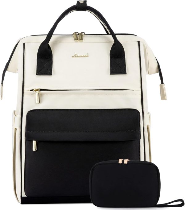 LOVEVOOK Laptop Backpack for Women, 15.6 Inch Work Laptop Bag with USB Port, Fashion Teacher Nurse Backpack Purse, Waterproof Travel Computer Backpack with Organizer Bag, 2PCS, Beige-Khaki - Image 20
