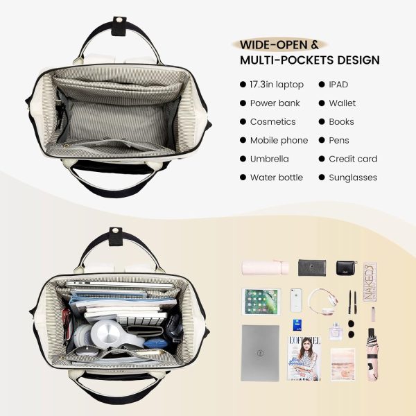 LOVEVOOK Laptop Backpack for Women, 15.6 Inch Work Laptop Bag with USB Port, Fashion Teacher Nurse Backpack Purse, Waterproof Travel Computer Backpack with Organizer Bag, 2PCS, Beige-Khaki - Image 21