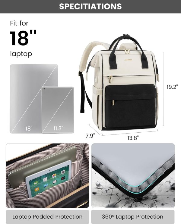LOVEVOOK Laptop Backpack for Women, 15.6 Inch Work Laptop Bag with USB Port, Fashion Teacher Nurse Backpack Purse, Waterproof Travel Computer Backpack with Organizer Bag, 2PCS, Beige-Khaki - Image 23