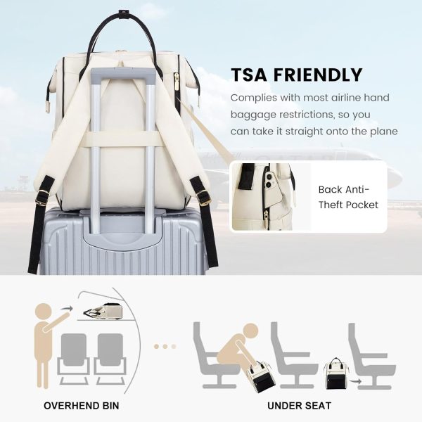 LOVEVOOK Laptop Backpack for Women, 15.6 Inch Work Laptop Bag with USB Port, Fashion Teacher Nurse Backpack Purse, Waterproof Travel Computer Backpack with Organizer Bag, 2PCS, Beige-Khaki - Image 27