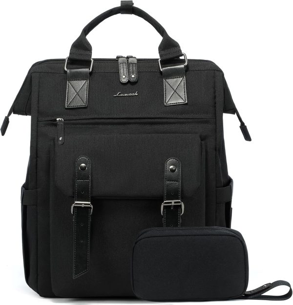 LOVEVOOK Laptop Backpack for Women Work Travel Backpack Purse, Commuter Business Computer Bag Teacher Nurse Bags, College School Backpack Student Bookbag with Multi-Pockets, 15.6 Inch, Black-brown - Image 152