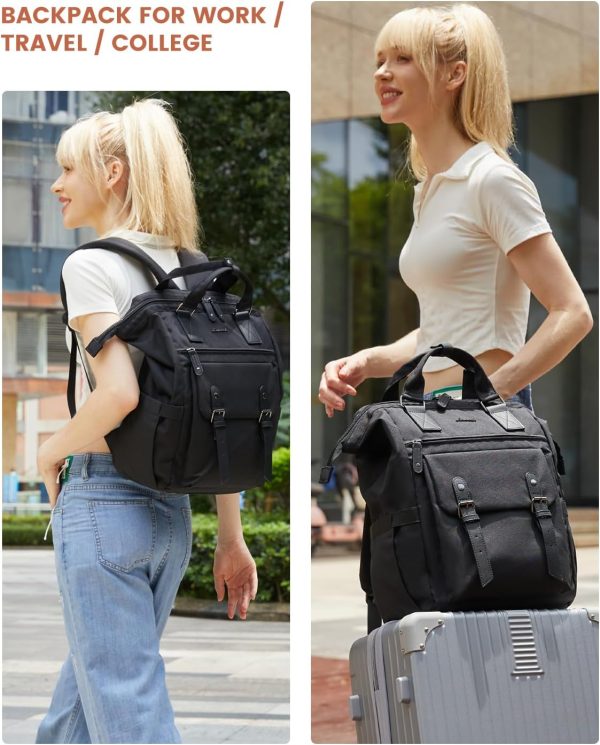 LOVEVOOK Laptop Backpack for Women Work Travel Backpack Purse, Commuter Business Computer Bag Teacher Nurse Bags, College School Backpack Student Bookbag with Multi-Pockets, 15.6 Inch, Black-brown - Image 153