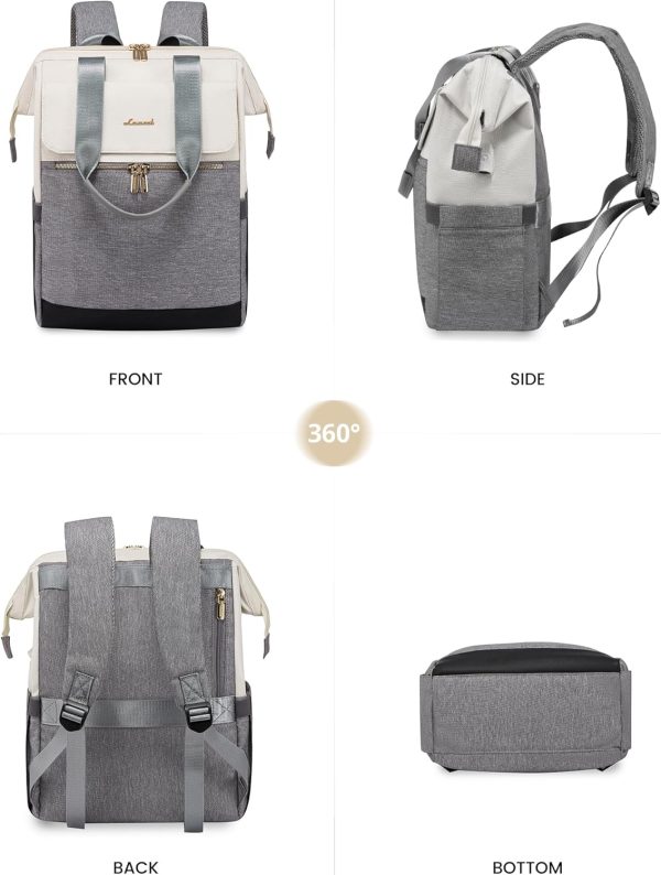 LOVEVOOK Laptop Backpack for Women, 15.6 Inch Work Laptop Bag with USB Port, Fashion Teacher Nurse Backpack Purse, Waterproof Travel Computer Backpack with Organizer Bag, 2PCS, Beige-Khaki - Image 36