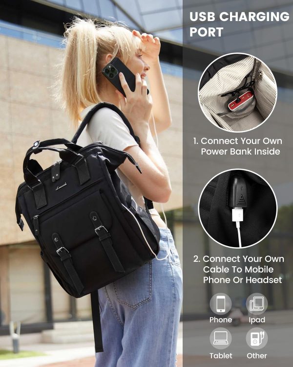 LOVEVOOK Laptop Backpack for Women Work Travel Backpack Purse, Commuter Business Computer Bag Teacher Nurse Bags, College School Backpack Student Bookbag with Multi-Pockets, 15.6 Inch, Black-brown - Image 156