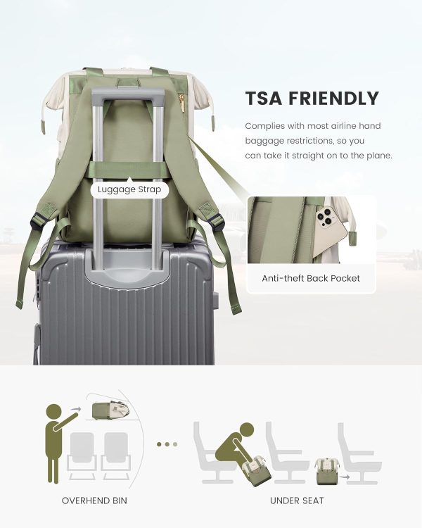 LOVEVOOK Laptop Backpack for Women, 15.6 Inch Work Laptop Bag with USB Port, Fashion Teacher Nurse Backpack Purse, Waterproof Travel Computer Backpack with Organizer Bag, 2PCS, Beige-Khaki - Image 40