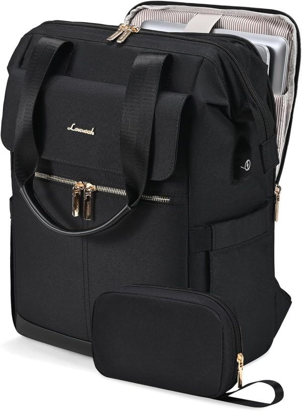 LOVEVOOK Laptop Backpack for Women, 15.6 Inch Work Laptop Bag with USB Port, Fashion Teacher Nurse Backpack Purse, Waterproof Travel Computer Backpack with Organizer Bag, 2PCS, Beige-Khaki - Image 46