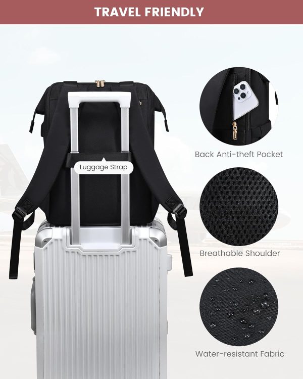 LOVEVOOK Laptop Backpack for Women, 15.6 Inch Work Laptop Bag with USB Port, Fashion Teacher Nurse Backpack Purse, Waterproof Travel Computer Backpack with Organizer Bag, 2PCS, Beige-Khaki - Image 49