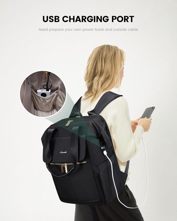 LOVEVOOK Laptop Backpack for Women, 15.6 Inch Work Laptop Bag with USB Port, Fashion Teacher Nurse Backpack Purse, Waterproof Travel Computer Backpack with Organizer Bag, 2PCS, Beige-Khaki - Image 51