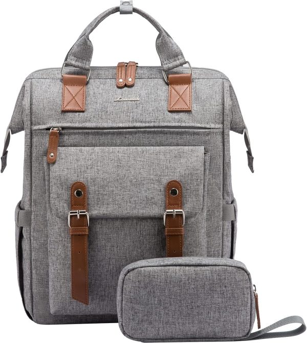 LOVEVOOK Laptop Backpack for Women Work Travel Backpack Purse, Commuter Business Computer Bag Teacher Nurse Bags, College School Backpack Student Bookbag with Multi-Pockets, 15.6 Inch, Black-brown - Image 167