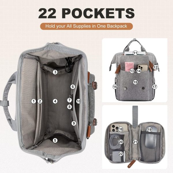 LOVEVOOK Laptop Backpack for Women Work Travel Backpack Purse, Commuter Business Computer Bag Teacher Nurse Bags, College School Backpack Student Bookbag with Multi-Pockets, 15.6 Inch, Black-brown - Image 168