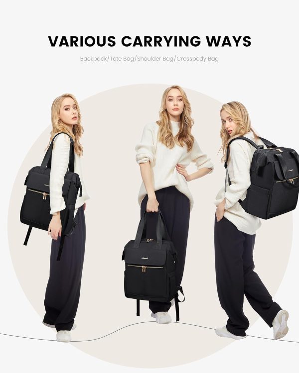 LOVEVOOK Laptop Backpack for Women, 15.6 Inch Work Laptop Bag with USB Port, Fashion Teacher Nurse Backpack Purse, Waterproof Travel Computer Backpack with Organizer Bag, 2PCS, Beige-Khaki - Image 54