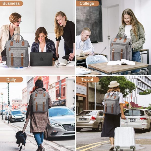 LOVEVOOK Laptop Backpack for Women Work Travel Backpack Purse, Commuter Business Computer Bag Teacher Nurse Bags, College School Backpack Student Bookbag with Multi-Pockets, 15.6 Inch, Black-brown - Image 171