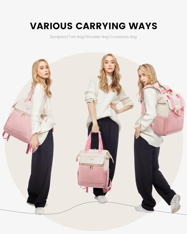 LOVEVOOK Laptop Backpack for Women, 15.6 Inch Work Laptop Bag with USB Port, Fashion Teacher Nurse Backpack Purse, Waterproof Travel Computer Backpack with Organizer Bag, 2PCS, Beige-Khaki - Image 61