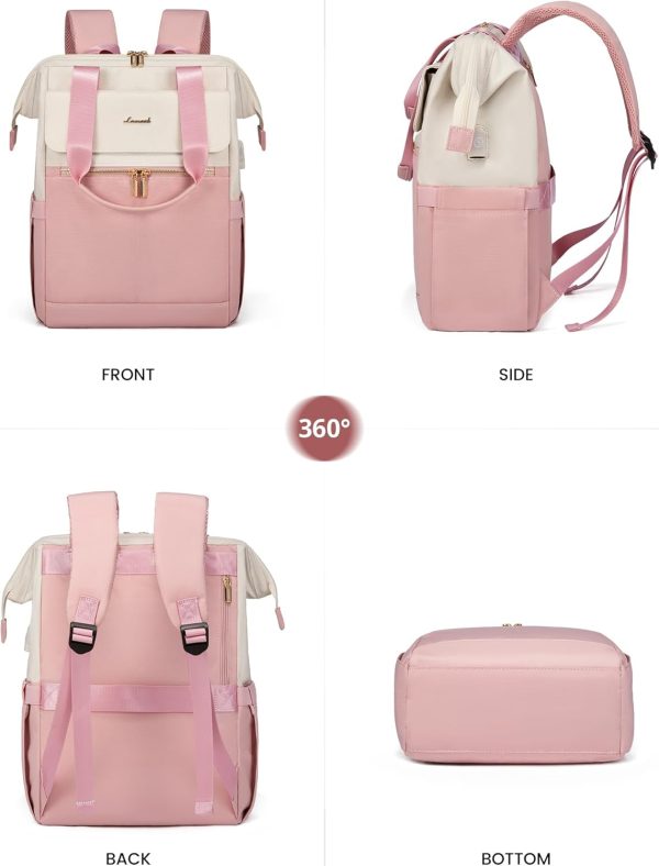 LOVEVOOK Laptop Backpack for Women, 15.6 Inch Work Laptop Bag with USB Port, Fashion Teacher Nurse Backpack Purse, Waterproof Travel Computer Backpack with Organizer Bag, 2PCS, Beige-Khaki - Image 63