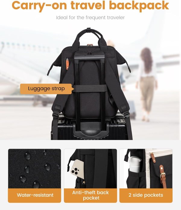 LOVEVOOK Laptop Backpack for Women Work Travel Backpack Purse, Commuter Business Computer Bag Teacher Nurse Bags, College School Backpack Student Bookbag with Multi-Pockets, 15.6 Inch, Black-brown - Image 177