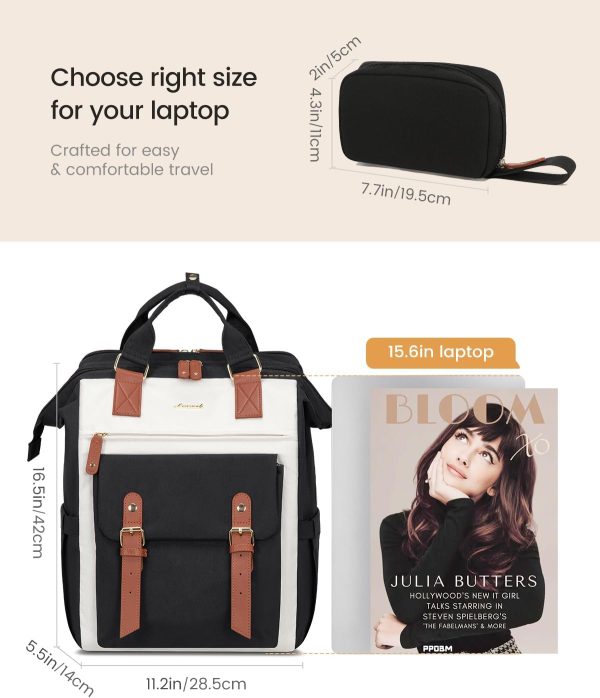 LOVEVOOK Laptop Backpack for Women Work Travel Backpack Purse, Commuter Business Computer Bag Teacher Nurse Bags, College School Backpack Student Bookbag with Multi-Pockets, 15.6 Inch, Black-brown - Image 179