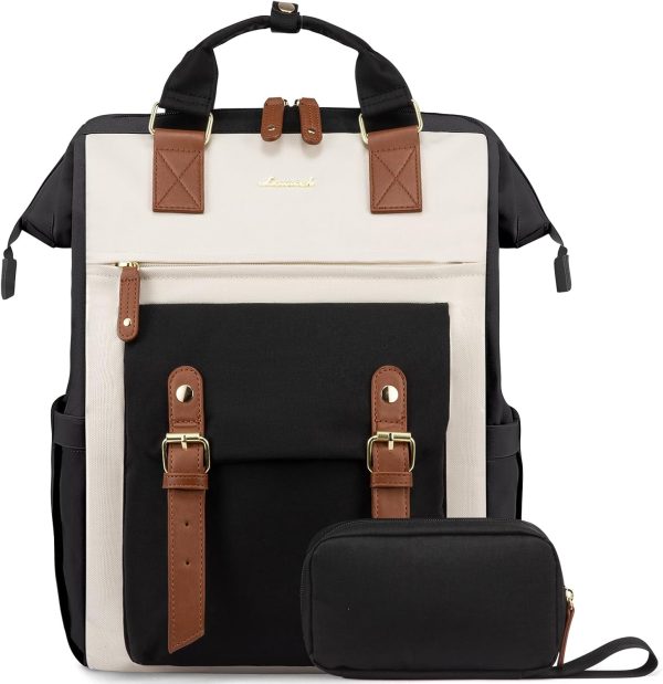 LOVEVOOK Laptop Backpack for Women Work Travel Backpack Purse, Commuter Business Computer Bag Teacher Nurse Bags, College School Backpack Student Bookbag with Multi-Pockets, 15.6 Inch, Black-brown - Image 182