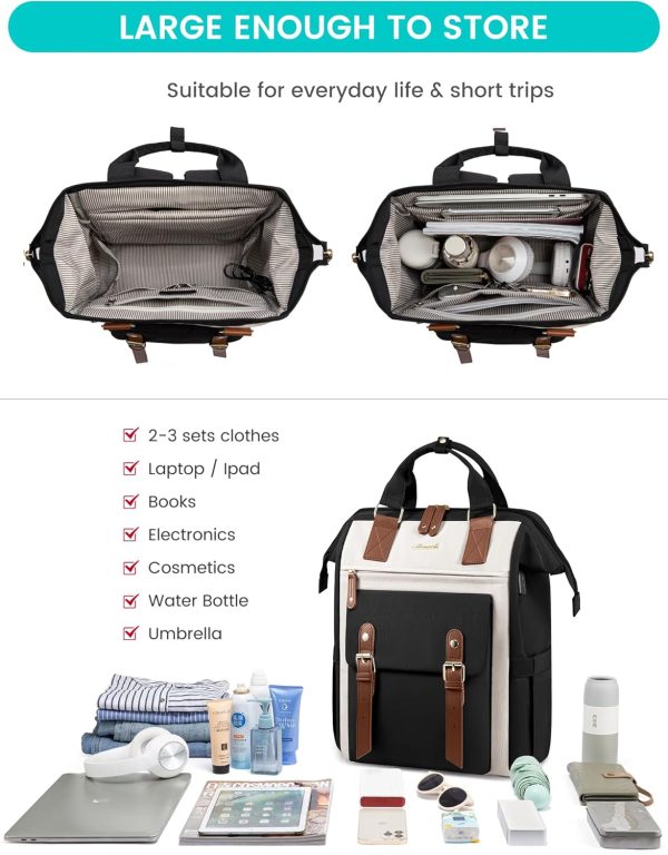 LOVEVOOK Laptop Backpack for Women Work Travel Backpack Purse, Commuter Business Computer Bag Teacher Nurse Bags, College School Backpack Student Bookbag with Multi-Pockets, 15.6 Inch, Black-brown - Image 185